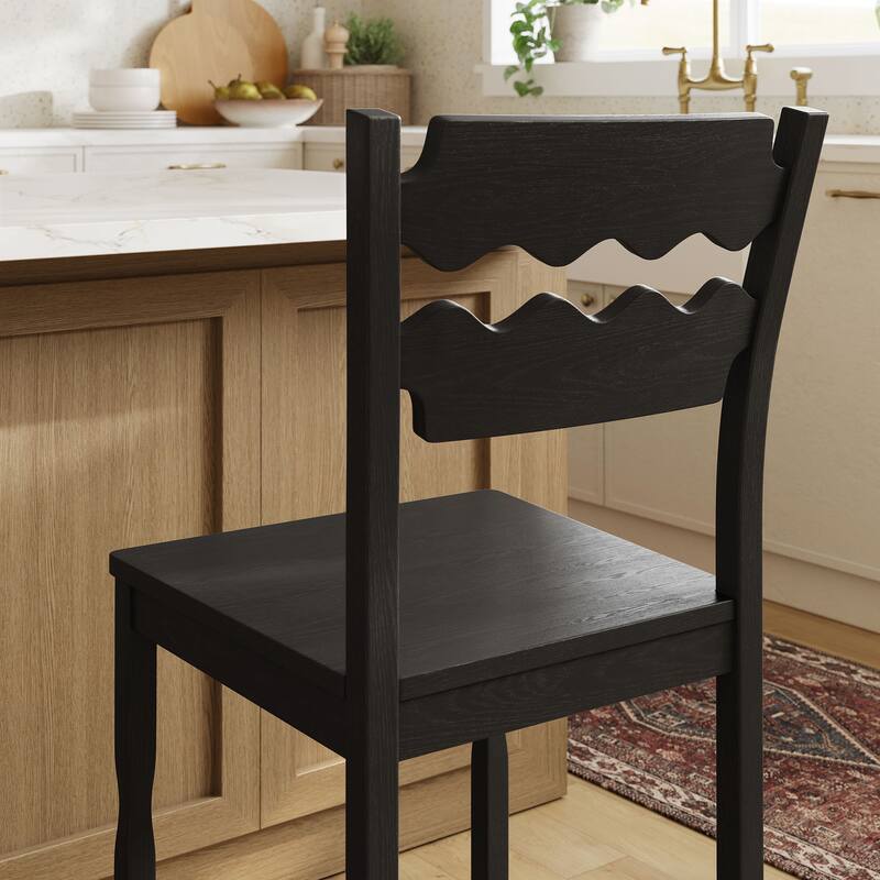 Jax Oak Wood Counter Stool With Wavy Razor Back