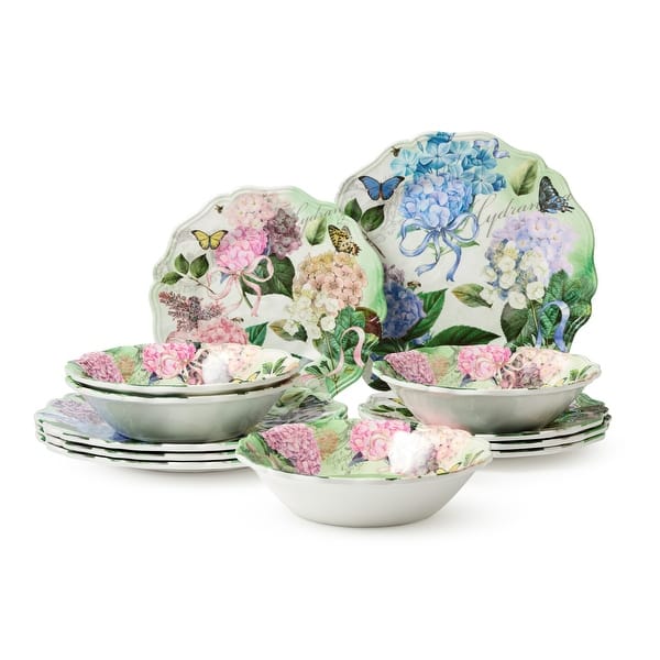 slide 2 of 7, Certified International Garden Path Melamine 12 pc Dinnerware Set - 11.00"L x 11.00"W x 0.50"H