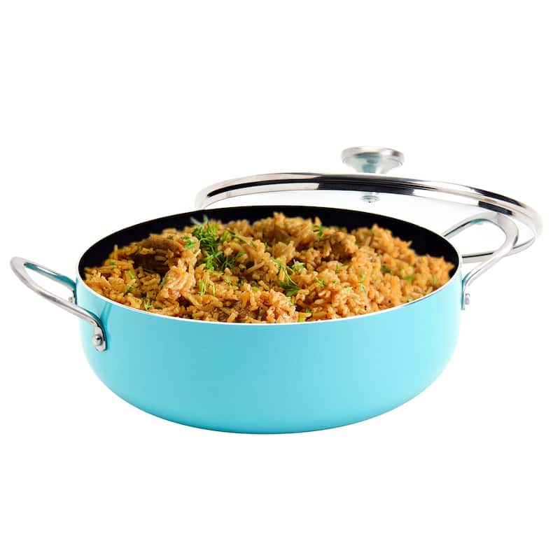 Infuse 6Qt Aluminum Caldero / Saute Pan - Aqua