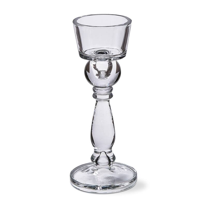 Clarity Clear Glass Reversible Taper and Pillar Candle Holder, 5.2L x 5.2w X 12.4H inches