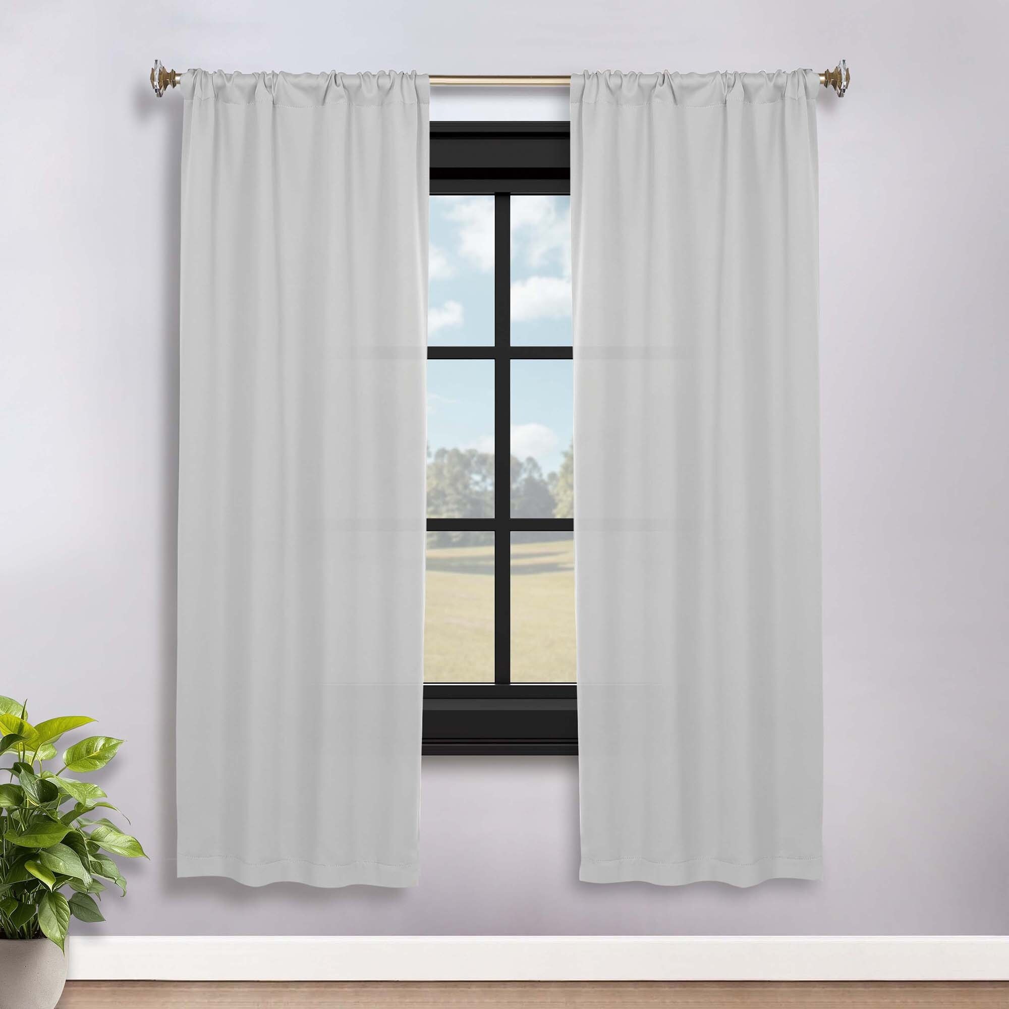 Superior Solid Machine Washable Room Darkening Semi-Blackout Curtains, Set of 2