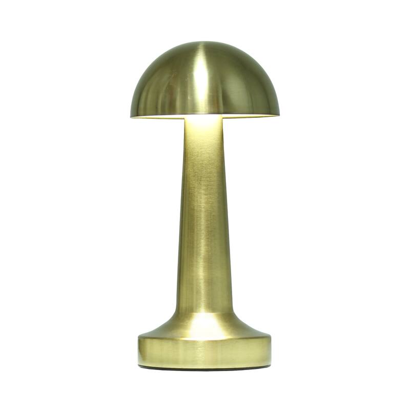 8.88" Touch-Control Mushroom LED Lamp Cordless Rechargeable Table Light with Adjustable Brightness - 4”L x 4”W x 8.88”H