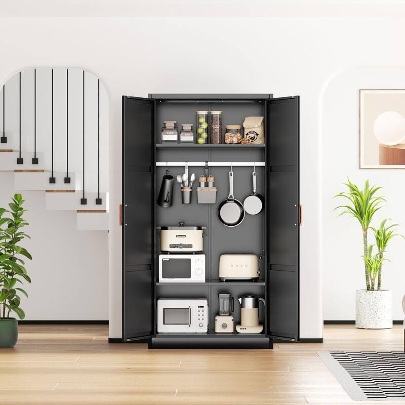 71'' - 72'' Tall Wardrobe Armoire Clothing Closet Storage Cabinet with Hanging Rod and Adjustable Shelves