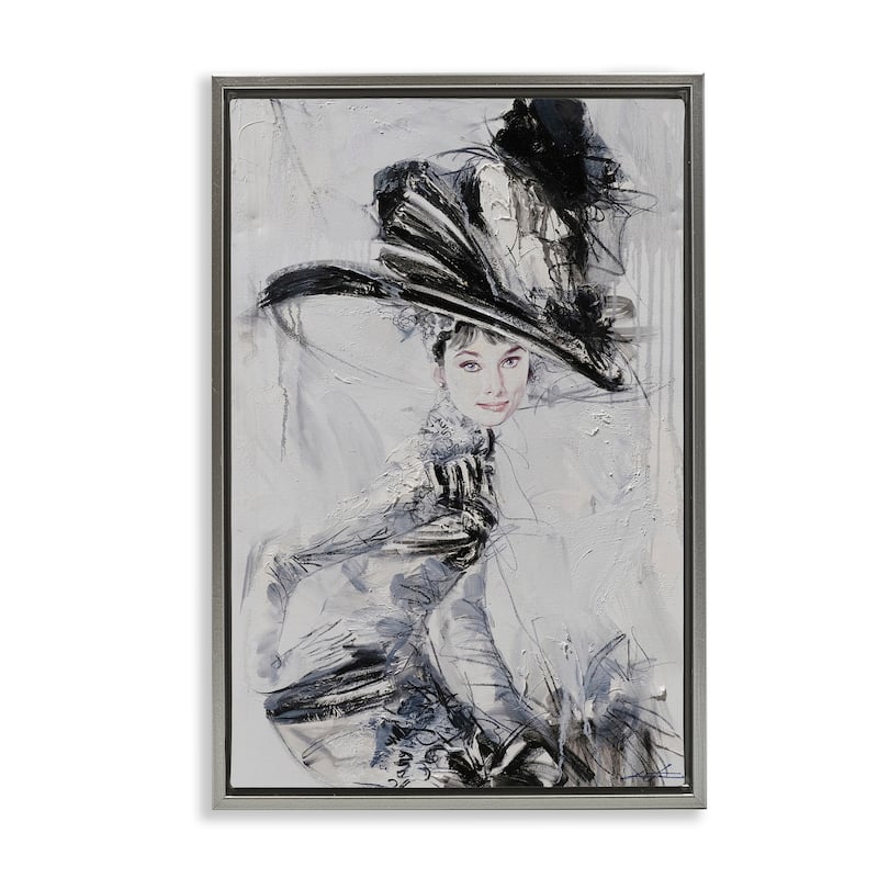 Stupell Abstract Sophisticated Audrey Framed Floater Canvas Wall Art Design By Lucille Lee - 21 x 31 - Grey
