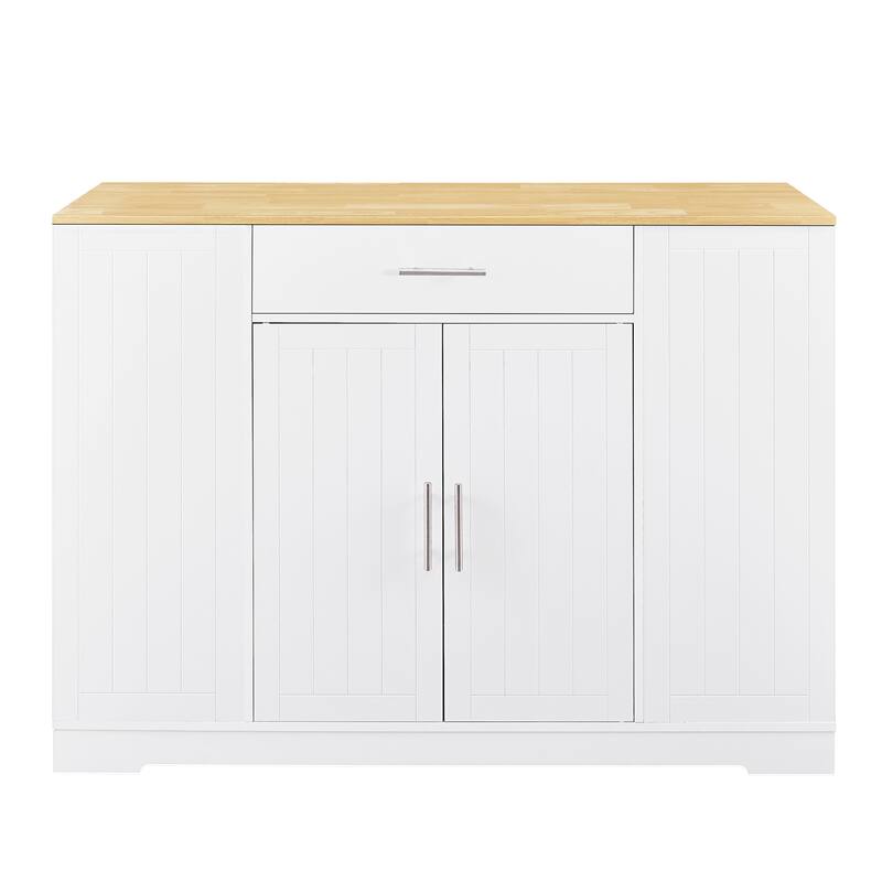 Kitchen Storage Islands with Drawers and Trash Can Storage