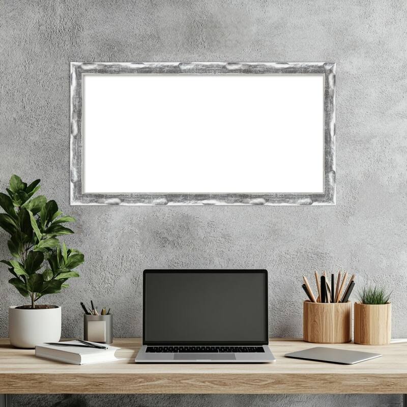Amanti Art Scratched Wave Chrome Framed Dry Erase Magnetic Board