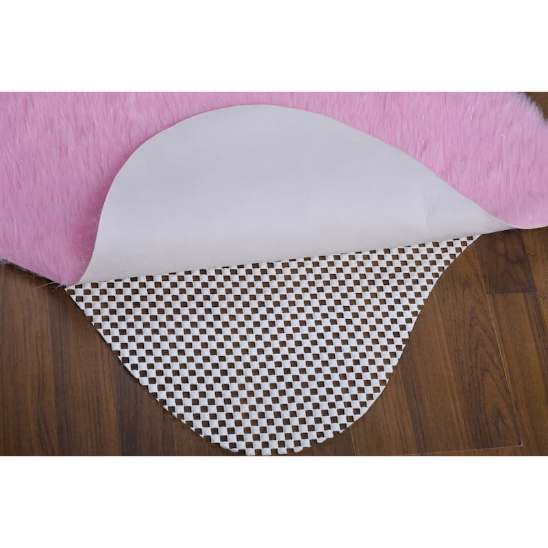 Serenta FauxFur Rug Sheepskin Shape Pelt Rug with Slip Stopping Pad