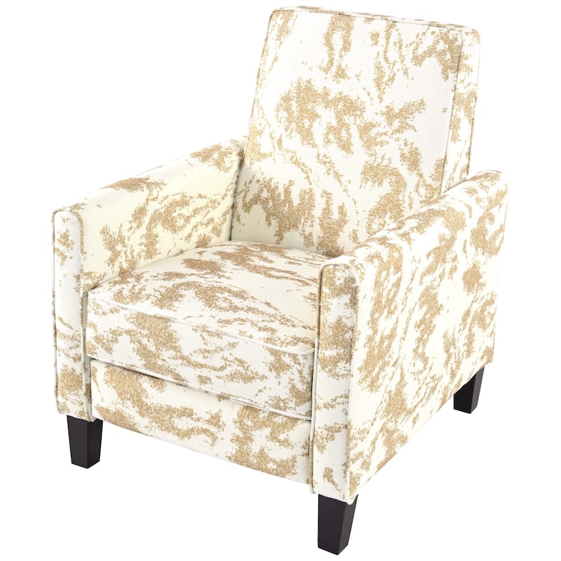 Roomfitters Push Back Recliner Armchair with Beech Wood Legs, Printed Fabric Accent Chair