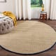 SAFAVIEH Natural Fiber Oceana Herringbone Seagrass Rug - 6' x 6' Round - Natural/Blue