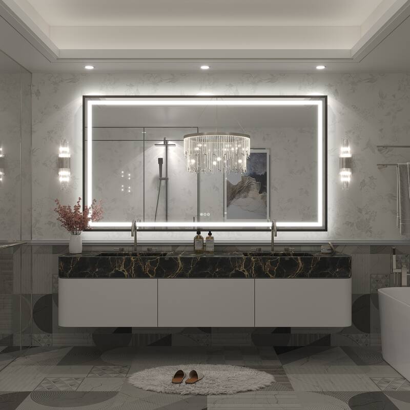 KIOTEE 24V Ultra-Bright LED Bathroom Mirror, Anti-Fog, Tempered Glass