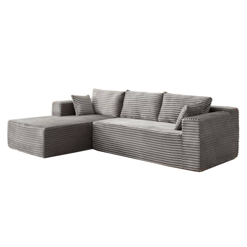 Compression Sectional Couch With Comfy Chaise,Boneless L Shape Sofa With Deep Seat,Minimalist Modular Couches Sleeper
