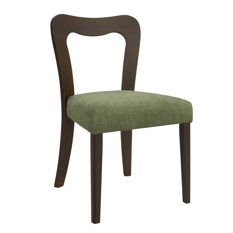 Wood Dining Chair Side Chair (Set of 2) - Dark Brown,Green