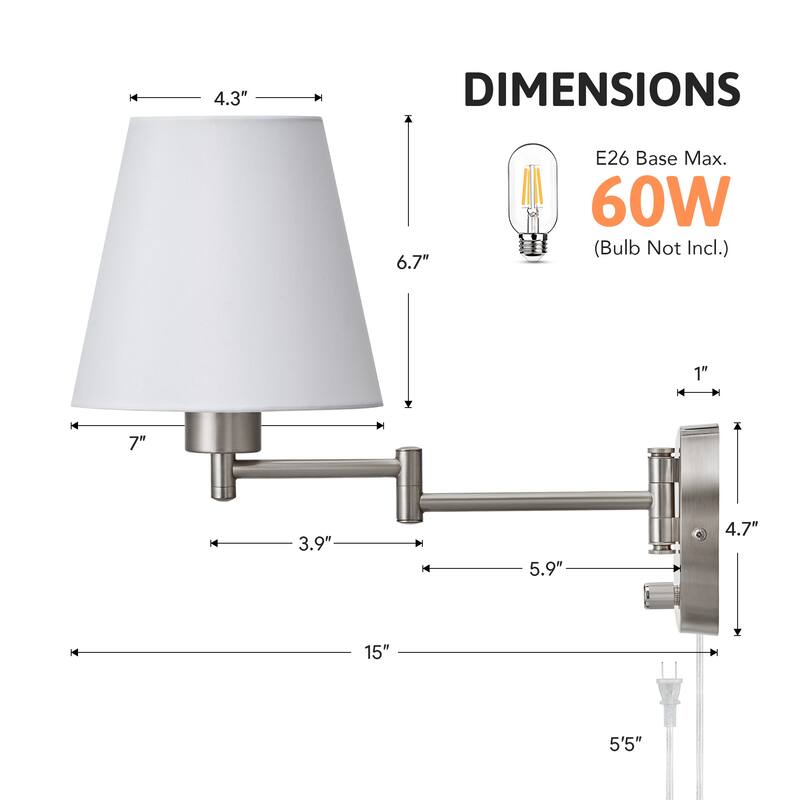 CO-Z Plug-in Swing Arm Wall Mount Sconce