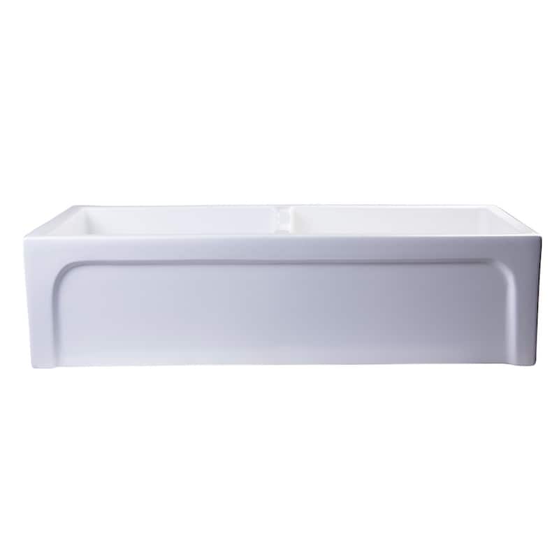 ALFI brand 39-inch White Arched Apron Thick Wall Fireclay Double Bowl Farm Sink