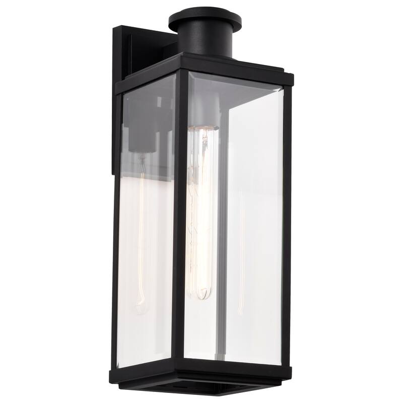 Luca Large Outdoor Lantern Sand Black Finish Clear Beveled Glass - Sand Black