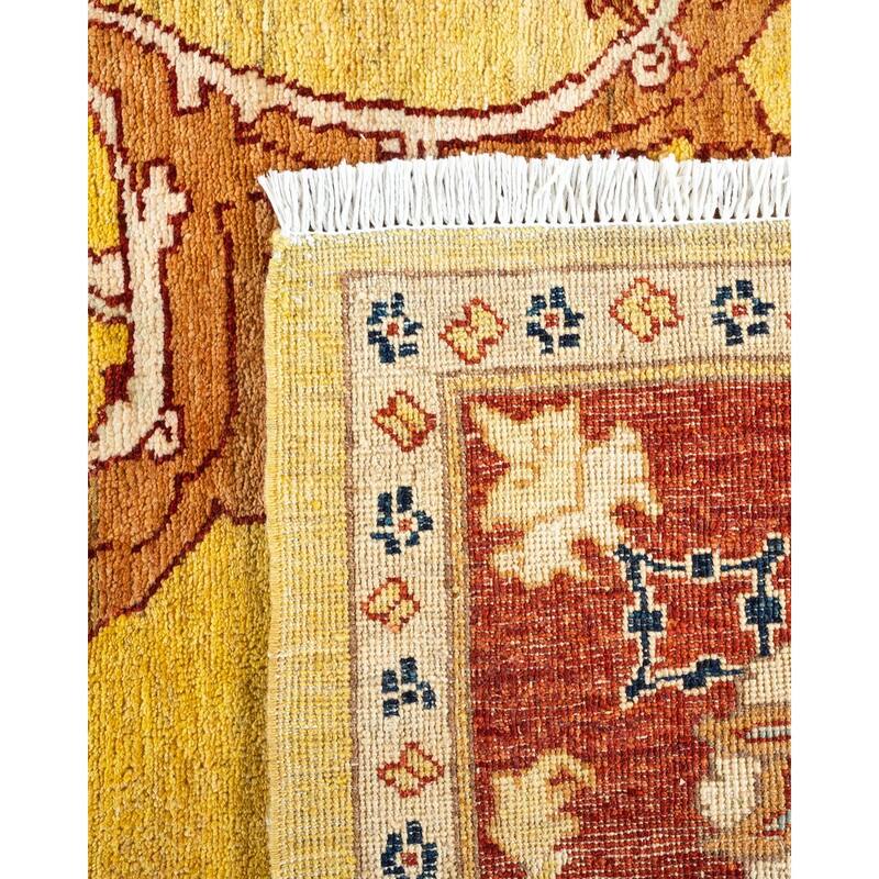 Overton Hand Knotted Wool Vintage Inspired Modern Contemporary Eclectic Yellow Area Rug - 9' 1" x 11' 5"