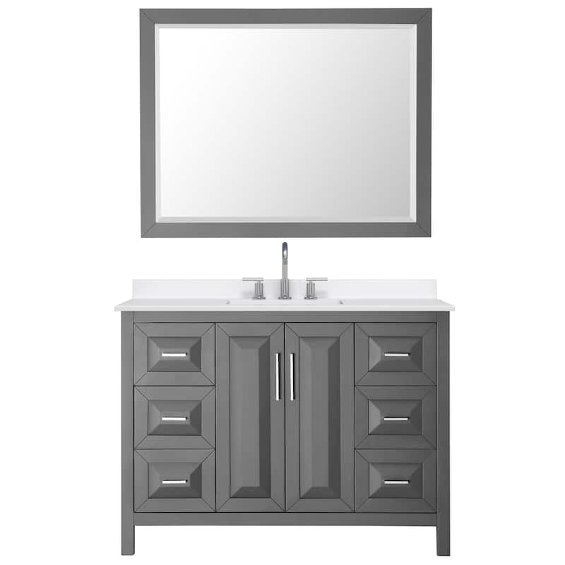 Daria 48-inch Single Vanity, 3 Hole Quartz Top, 46-inch Mirror