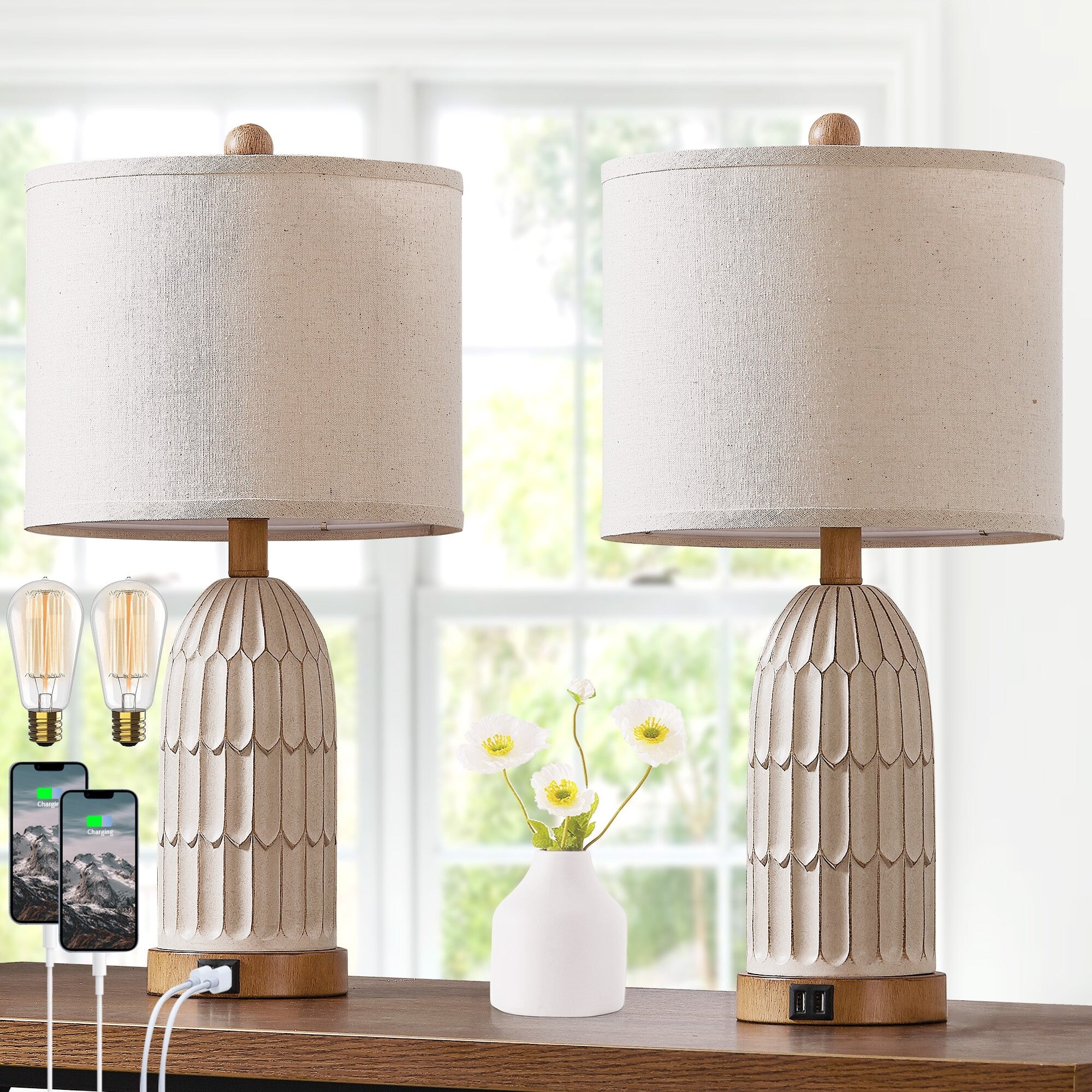 White resin table lamp store