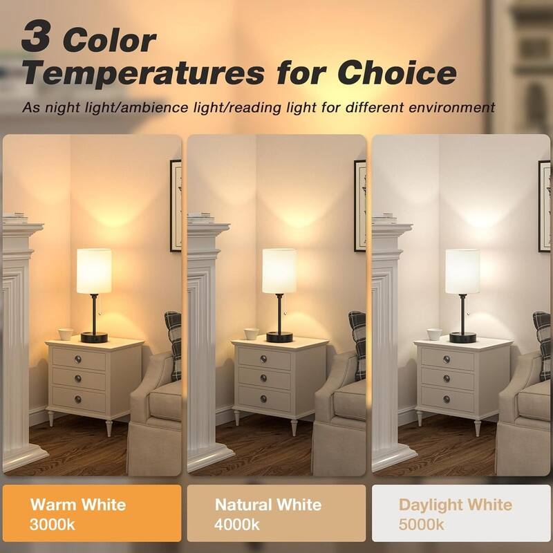 Small Bedside Table lamp for Bedroom - 3 Color Temperatures