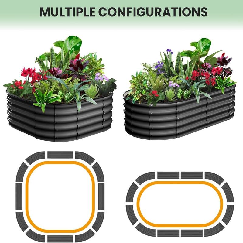 2-Pack Galvanized Steel Oval Raised Garden Beds (6*3*1.5FT) - Large Metal Planter Box with Open Base Off-White