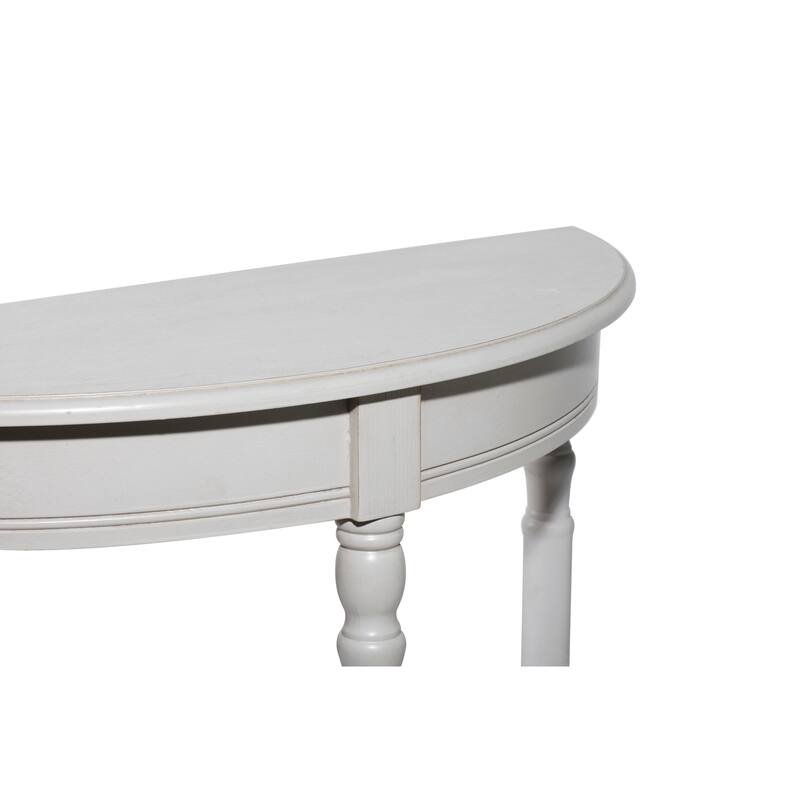 Light Gray Wood Half Moon 1 Shelf Console Table