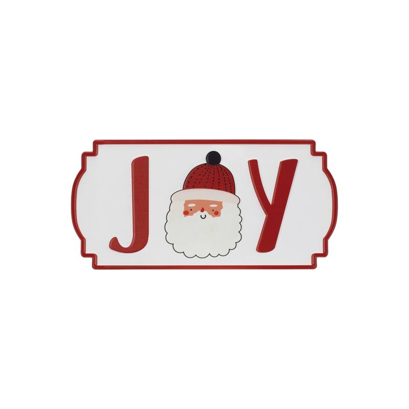 HomeRoots Set of Three White Green And Red Metal Christmas Hanging Text Wall Decor