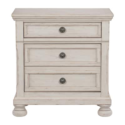 Transitional Wire-Brushed 1pc Nightstand with Hidden Drawer Bun Feet Classic Bedroom Furniture