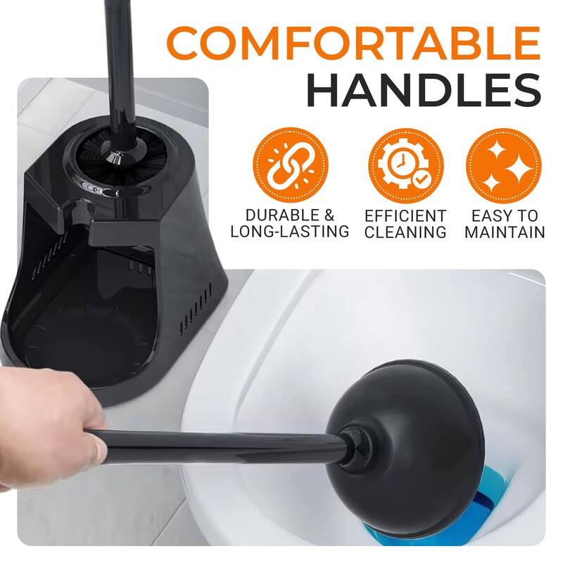 Cheer Collection Toilet Plunger And Bowl Brush Set With Holder