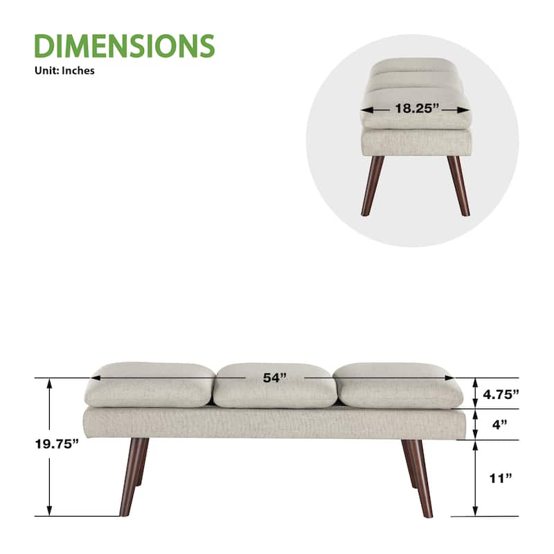 Amanda 54" Mid-Century Bench
