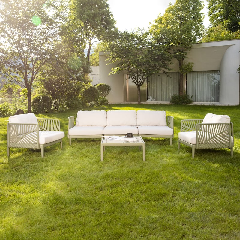 Werph Patio Furniture Set Outdoor Couch Patio Set Patio Sectional Sofa Outdoor Patio Furniture Set with Washable Cushions - Green