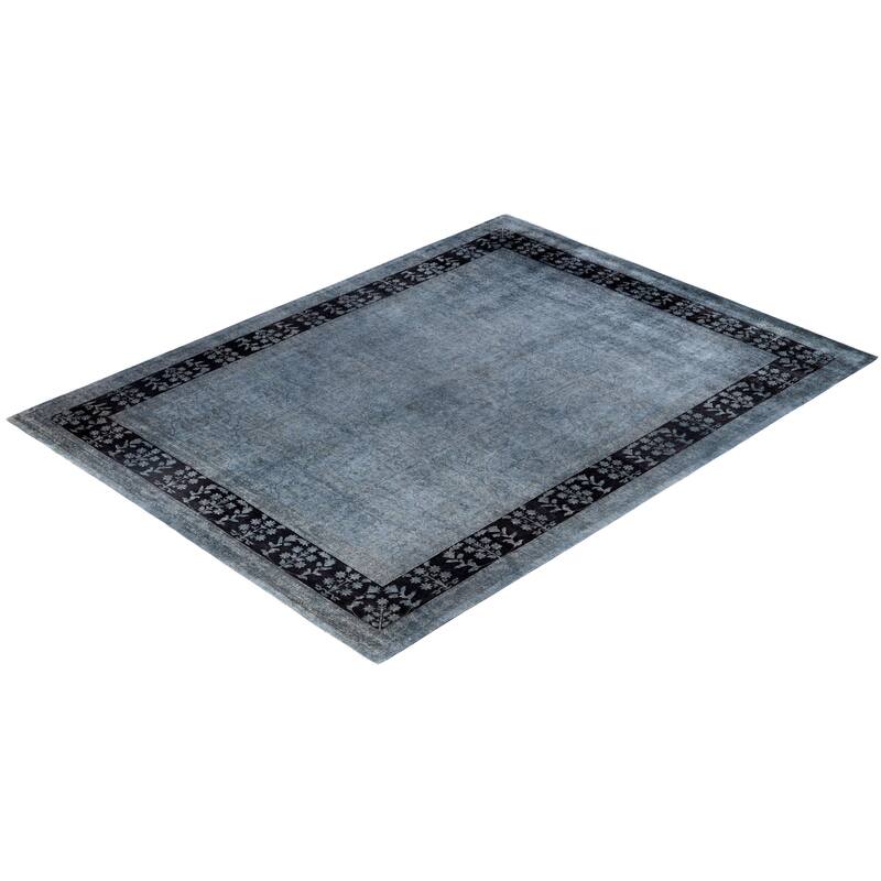 Overdyed One-of-a-Kind Hand-Knotted Area Rug - Gray - 9' 1" x 12' 3"