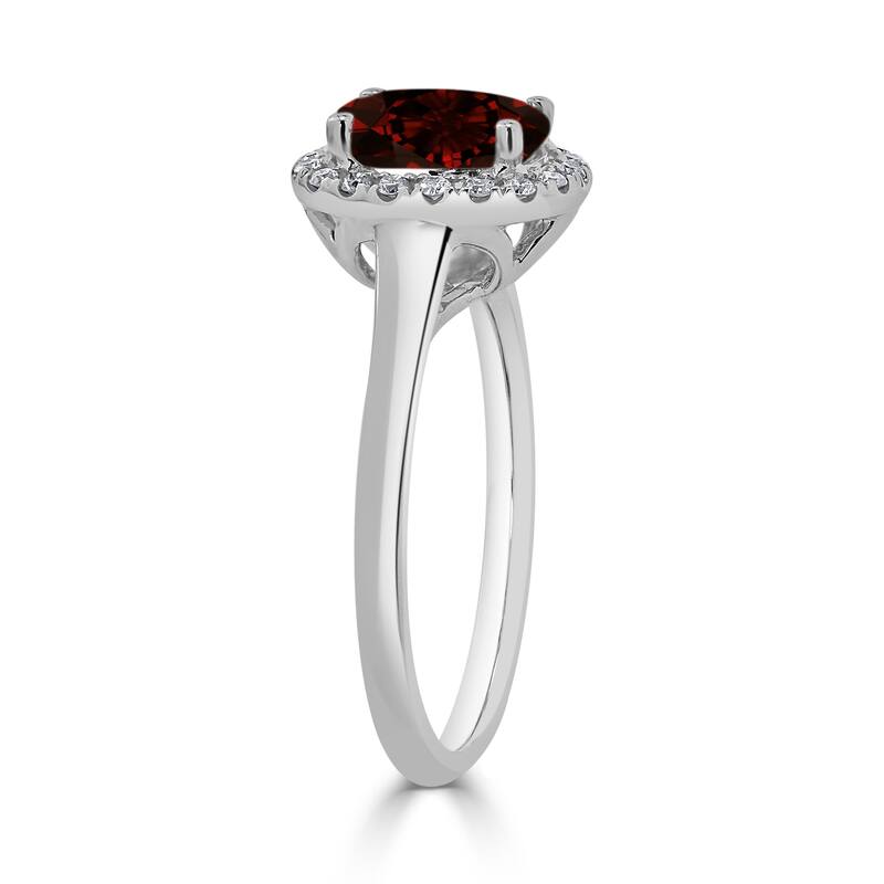 Auriya Classic 1ct Oval Garnet and Halo Diamond Engagement Ring 1/8cttw 14k Gold