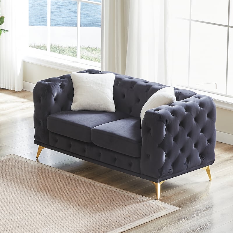 Velvet Loveseat Sofa Chesterfield Upholstered Couch with Tufted Design