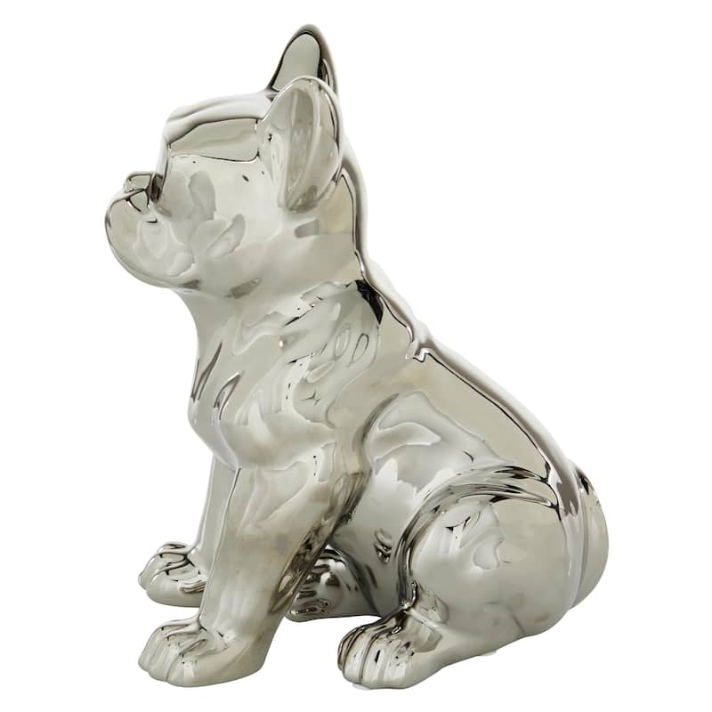Ceramic Bulldog Decorative Sculpture with Sunglasses - Silver, Gold - CosmoLiving by Cosmopolitan