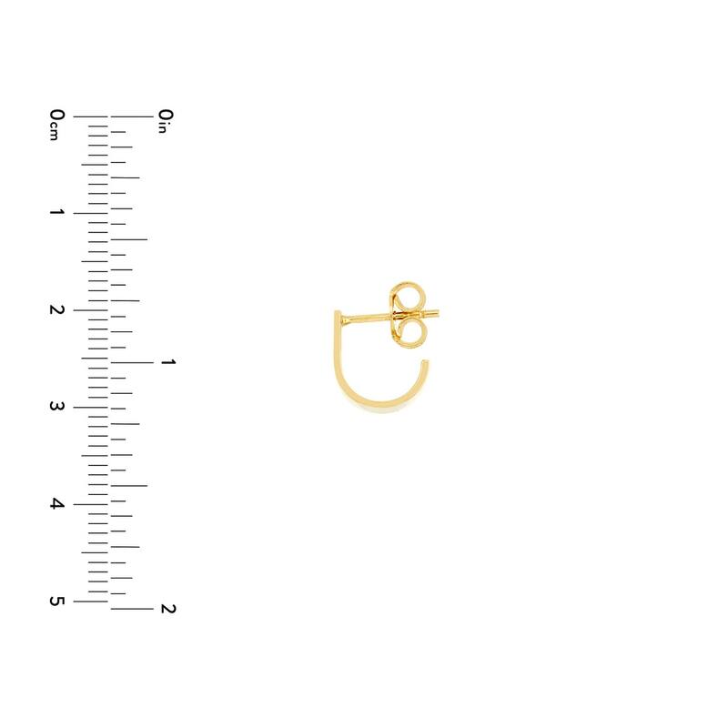 Curata 14k Yellow Gold 6.5mmx10mm Wide Flat J Hoop Earrings