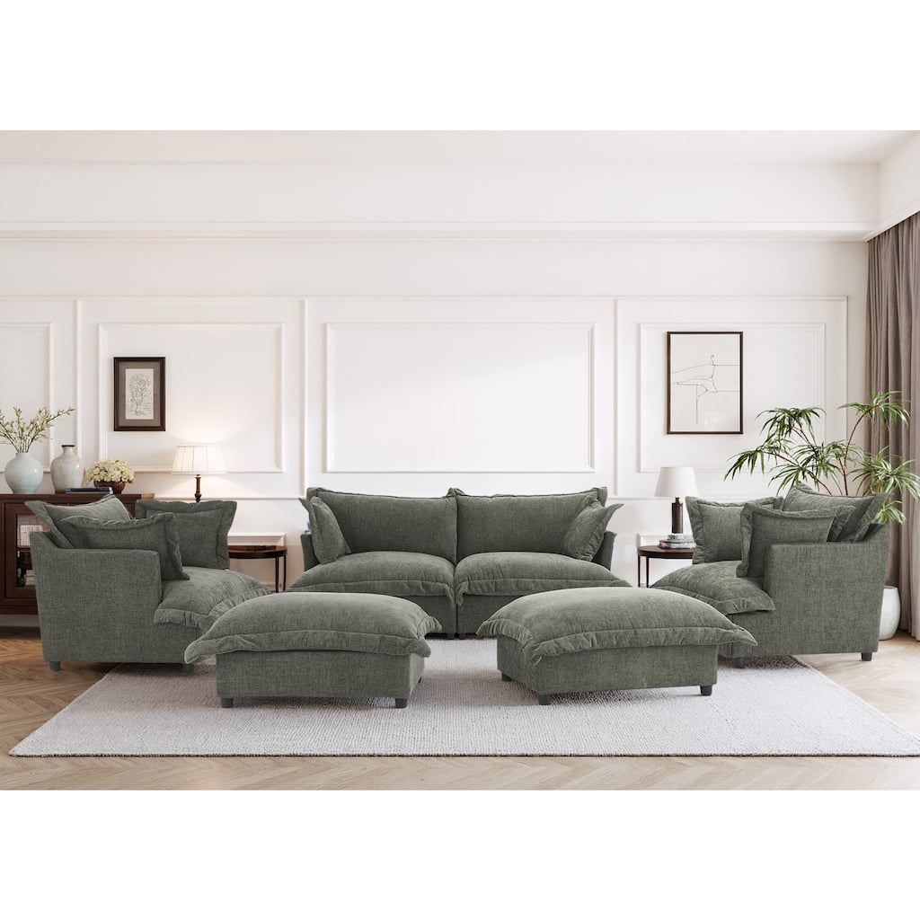 6-Piece Chenille Cloud Modular Living Room Set