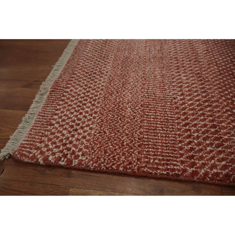 Hand Knotted Oriental 100% Wool Carpet Modern Geometric Oranges & Rust Contemporary Area Rug - 8' 1'' X 5' 0''