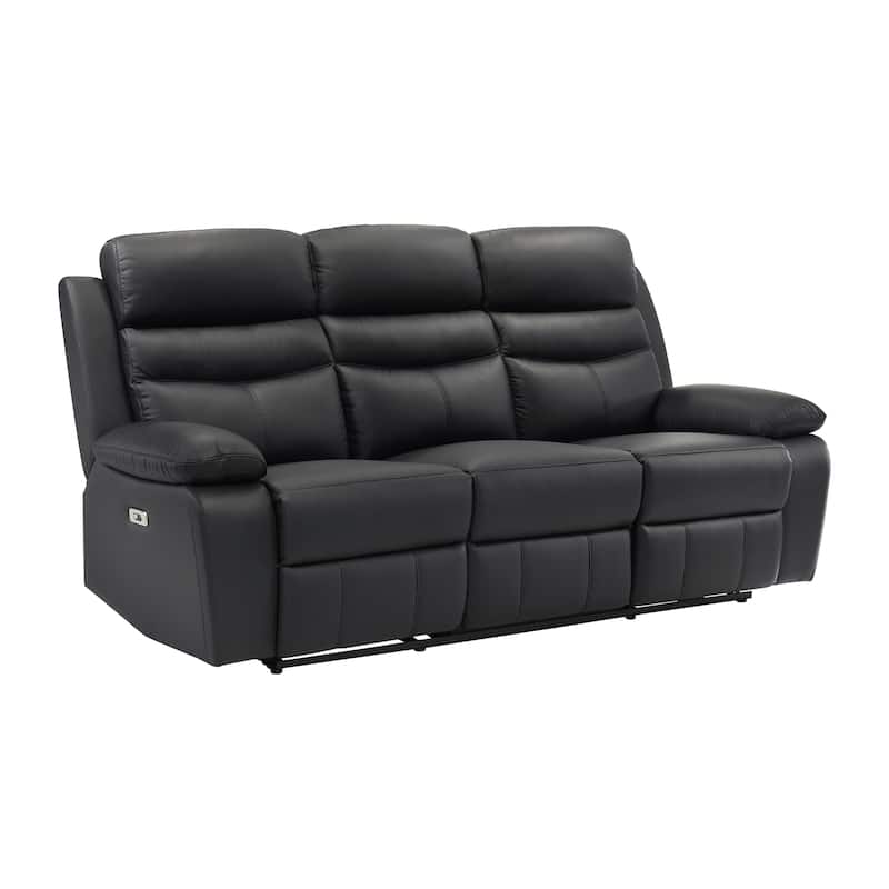 Peperomia Leather Match Power Double Reclining Sofa - Black