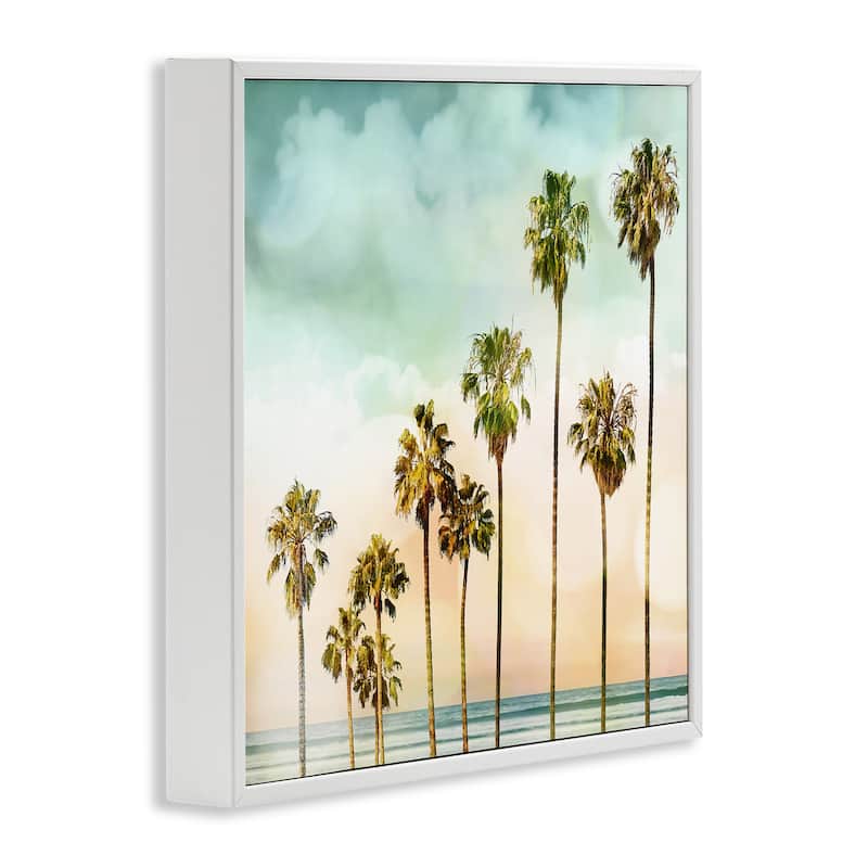 Stupell Tropical Beach Palm Trees Blue Green Sky Framed Wall Art, 12x12