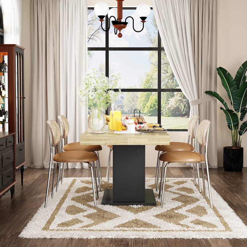 63”–78.7” Extendable Dining Table, Modern Wood Conference Table Convertible Office Desk & Meeting Table