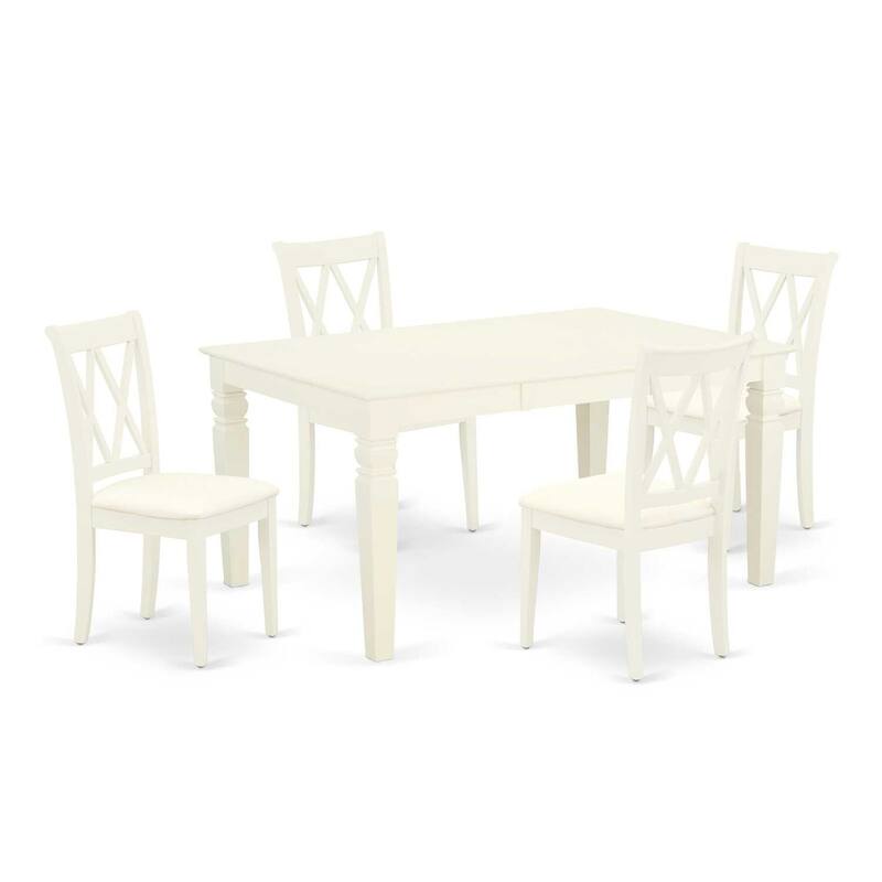 HomeStock 5-Piece Rectangle Buttermilk and Cherry Finish Solid Wood Top Dining table with 4-Chairs with Butterfly Leaf