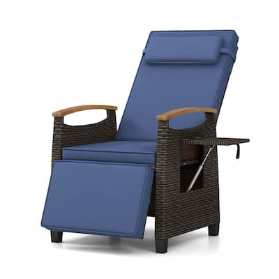 Costway 1/2 PCS Patio Wicker Recliner Chair with Adjustable Backrest