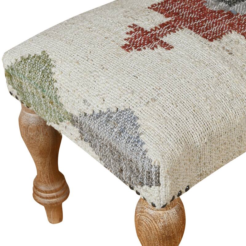 Sevita Southwestern Upholstered Mango Wood Accent Bench - 47" W x 16" D x 18" H