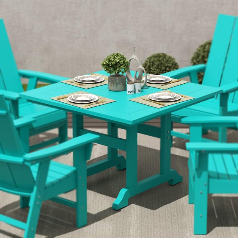 Polytrends Laguna Hdpe All Weather Outdoor Patio 47" Round Dining Table - Turquoise