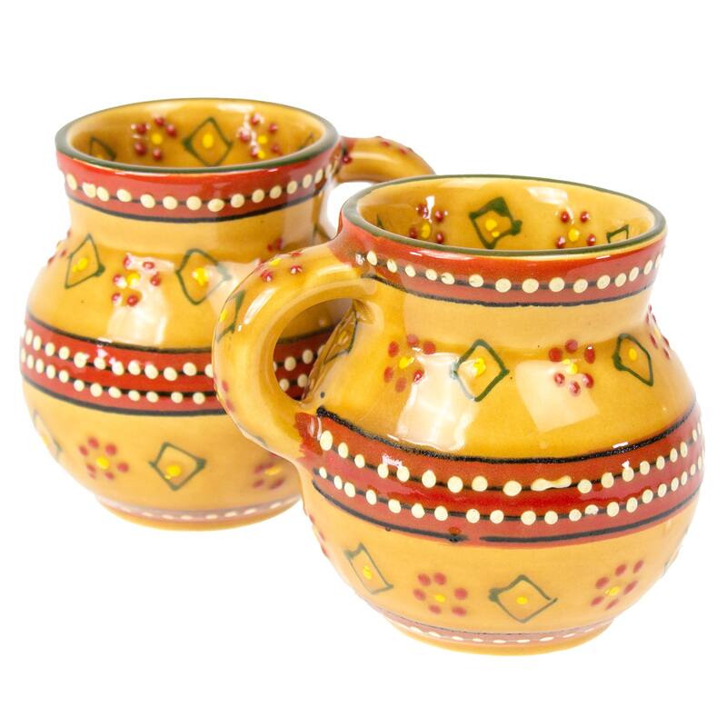 Encantada Handmade Pottery Set of 2 Beaker Mugs - Dijon Red