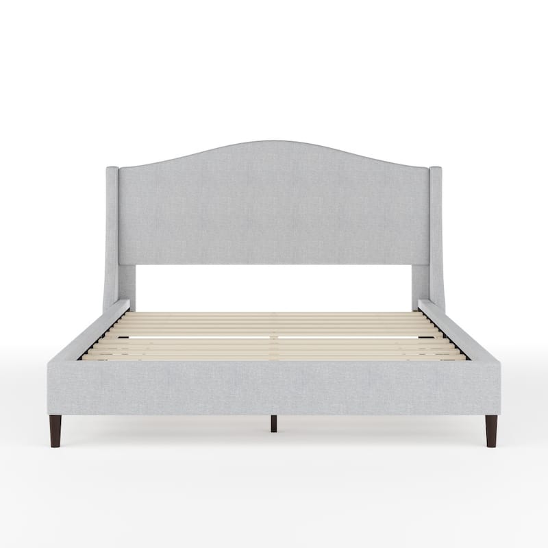 Martha Stewart Upholstered Platform Bed with Curved Headboard