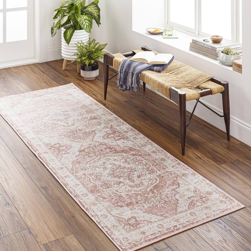 Amber Modern Patchwork Area Rug - 2' 7" x 7' 3" - Blush