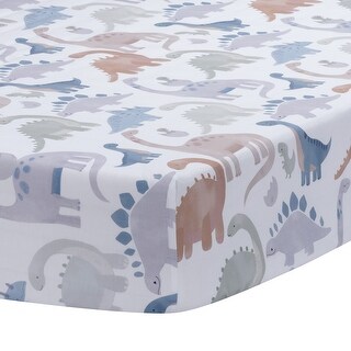 Lambs & Ivy Dino-Might 100% Cotton Dinosaur Baby/Toddler Fitted Crib Sheet