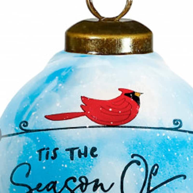 Season of Miracles Wordings Snowman Hand Painted Mouth Blown Glass Ornament - 4" x 2.5" x 2.5"
