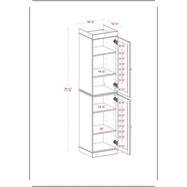 Palace Imports 100% Solid Wood Tall Narrow Raised Panel Bathroom Storage Cabinet, 16.5" W, 4 Drawers, 71.5" H